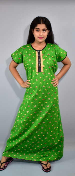 BDROX Cotton Blue Kalka printed Kaftan Nighty