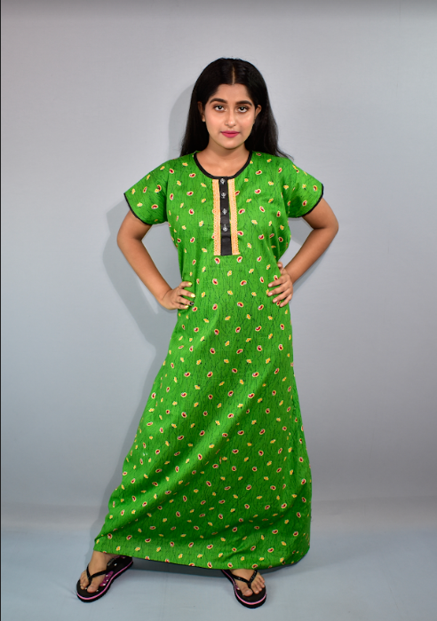 BDROX Cotton Blue Kalka printed Kaftan Nighty