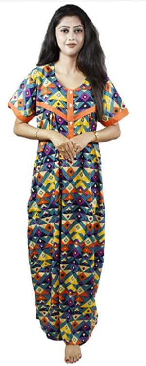 BDROX cotton Maxi Nighty with Blue arrow Printed_Meesho#4oYmhtLy_Amazon#BDROX50CNH_ATB