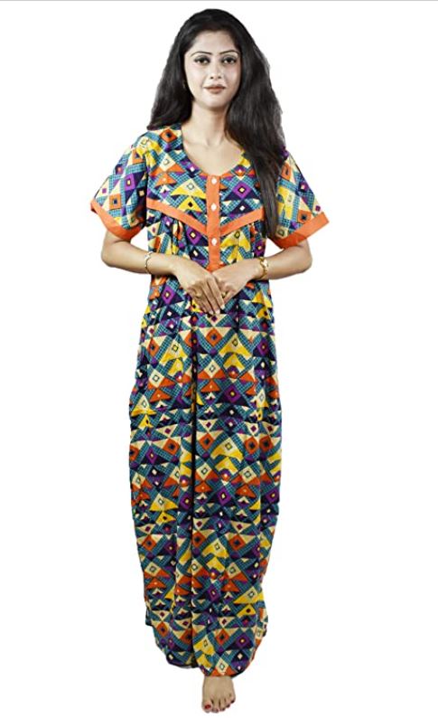 BDROX cotton Maxi Nighty with Blue arrow Printed_Meesho#4oYmhtLy_Amazon#BDROX50CNH_ATB