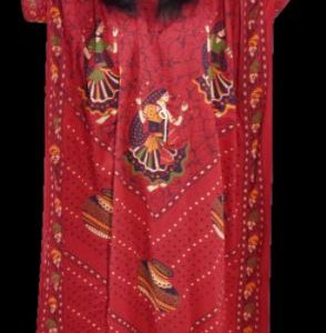BDROX Gujri Big Matka Printed Red Kaftan Nighty_Meesho#iboqFdy7