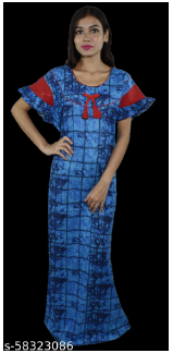 BDROX Cotton Maxi Nighty with Round Neck in Blue Colour_Meesho#AQAevwL9_Amazon#BDROX50CNH_SBB _flipkart#BDROX50CNH_SBB