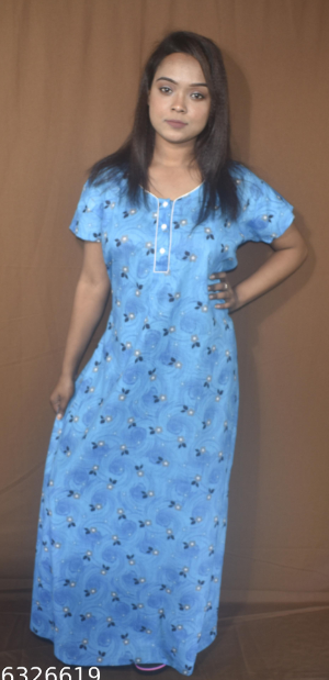 BDROX Cotton Blue Allen Maxi Nighty