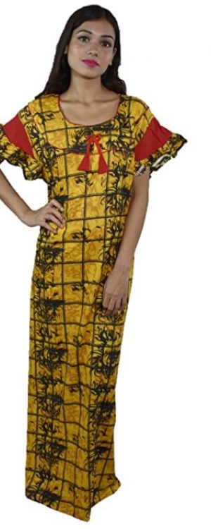 BDROX Cotton Maxi Nighty with Round Neck in dark yellow Colour_FLIPKART#BDROX50CNH_SBLY_amazon#BDROX50CNH_SBLY,meesho_tuRWs08e