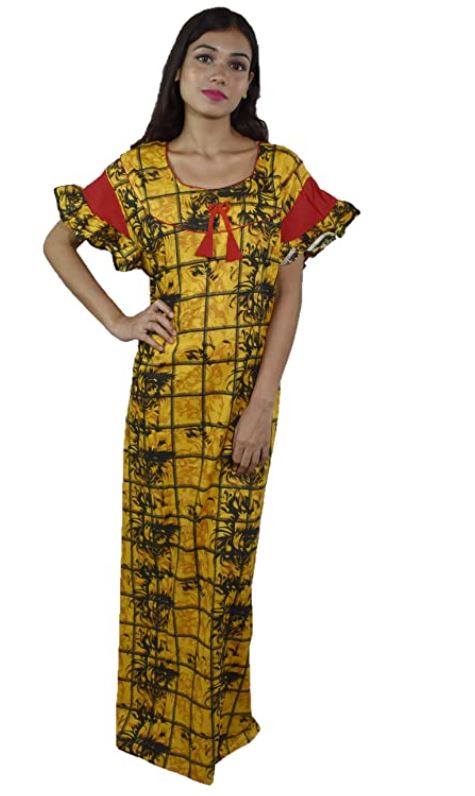 BDROX Cotton Maxi Nighty with Round Neck in dark yellow Colour_FLIPKART#BDROX50CNH_SBLY_amazon#BDROX50CNH_SBLY,meesho_tuRWs08e