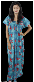 BDROX Cotton Maxi Nighty with Square Neck in Green Colour_Meesho#aEQEUerW