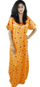 BDROX Cotton Maxi Nighty with Lace in Orange Colour_Meesho#6t32E69j