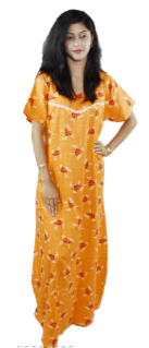 BDROX Cotton Maxi Nighty with Lace in Orange Colour_Meesho#6t32E69j