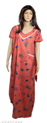 BDROX Cotton Pipein with Pocket Peach Maxi Nighty_Meesho#BFCNPCF0000000136