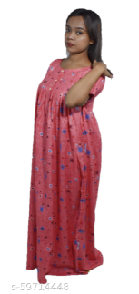 BDROX Cotton Front Button Peach Maxi Nighty_Meesho#RoYd5D6P