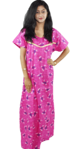 BDROX Cotton Maxi Nighty with Lace in Pink Colour_Meesho#Z29rUeq2