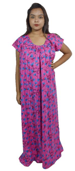 BDROX Cotton Round neck Pink Base flower printed Nighty_Meesho#IvcMQZhY