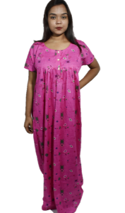 BDROX Cotton Front Button Purple Maxi Nighty_Meesho#nspdNTRU