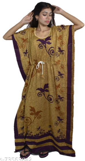 BDROX brown base purple straight stripe kaftan Nighty_Meesho#5594-PUR2
