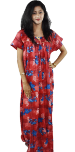 BDROX Cotton Maxi Nighty with Square Neck in Red Colour_Meesho