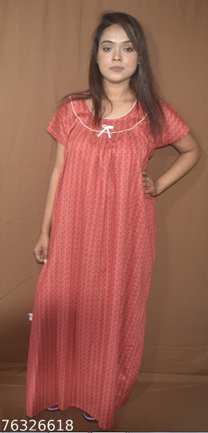 BDROX Cotton Red Maxi Nighty