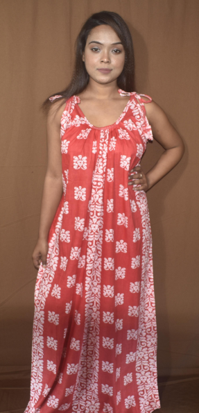BDROX Cotton Ribbon on shoulder Red Maxi Nighty_Meesho_#1628216217Free Size_Amazon#BFINRF00000000545