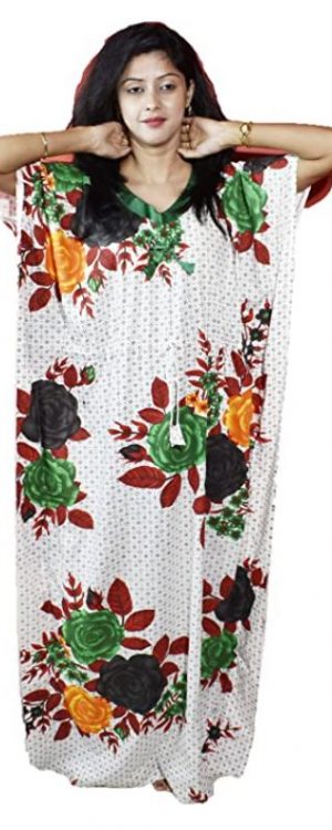 BDROX Cotton Flower Printed White-Green Kaftan Nighty_#Meesho
_ jhqYOK6H_Amazon#BDROX45_KAFTAN_COTTON_WHITE_GREEN