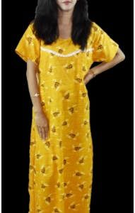 BDROX Cotton Maxi Nighty with Lace in Yellow Colour_Meesho#xRJ2gJhe _Amazon#BFINRBKF000000479