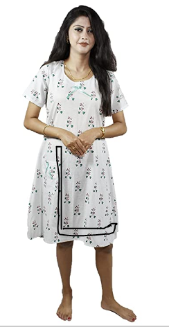 BDROX Cotton Short Length White Booty Printed Blue Color Large Size Nighty_amazon#BDROX50BD_B_L_Meesho#Oj9kHBmC