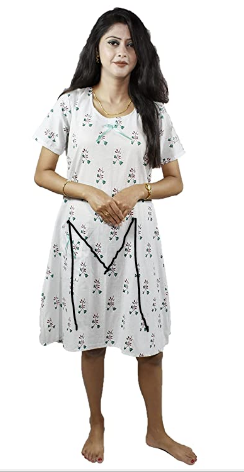 BDROX Cotton Short Length White Booty Printed Blue Color Medium Size Nighty_amazon#BDROX50BD_B_M_meehso#Q6HoBpWB