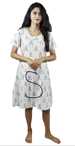 BDROX Cotton Short Length White Booty Printed Green Color Small Size Nighty_amazon#BDROX50BD_G_S_MEESHO_#Oj9kHBmC