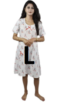 BDROX Cotton Short Length White Booty Printed Pink Color Large Size Nighty_amazon#BDROX50BD_P_L_meesho#W8_wdECl