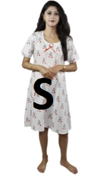 BDROX Cotton Short Length White Booty Printed Pink Color Small Size Nighty_amazon#BDROX50BD_P_S