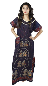 BDROX Cotton Pipein with Pocket Blue Maxi Nighty_amazon#BDROX53INGJM_PPB _Meesho#BFGNBLF0000000023