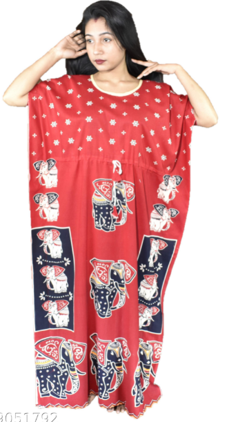 BDROX Gujri Cotton Blue dance printed Kaftan Nighty_Amazon#MBFCNRF0000000062_Amazon#BFINRF00000000188