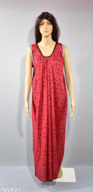 BDROX Cotton Red Maxi Nighty