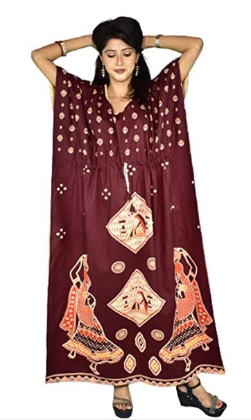 BDROX Indonesian marron Kaftan Nighty