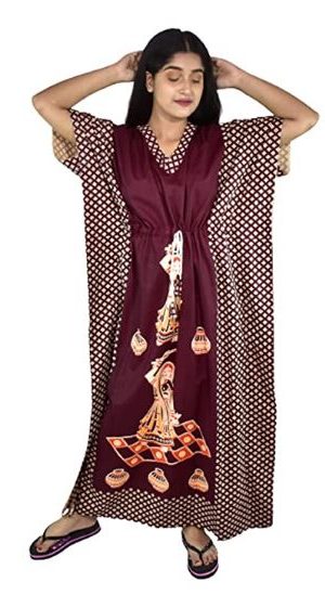 BDROX Indonesian marron Kaftan Nighty amazone_BFINRF00000000361
