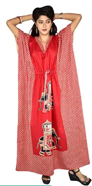 BDROX Indonesian Red Kaftan Nighty_amazon#BDROX55IKRK_M