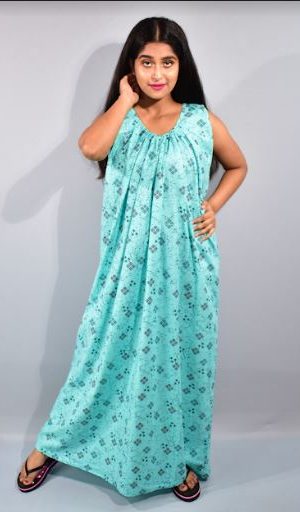 BDROX Cotton Blue Maxi Nighty#MEESHO_MBFCNGRF000000087
