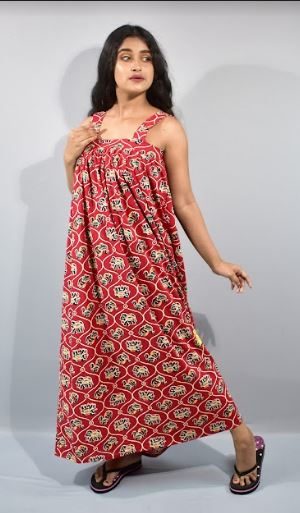 BDROX Indonesian Red Maxi Nighty Size 34 amazon_BFCNPF00000000197