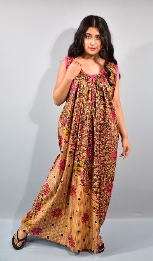 BDROX Cotton Pink Maxi Nighty