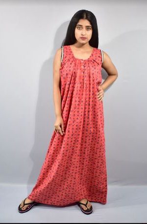 BDROX Cotton Red Maxi Nighty MEESHO_ MBFCNRF0000000090