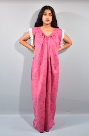 BDROX Cotton Marron Maxi Nighty