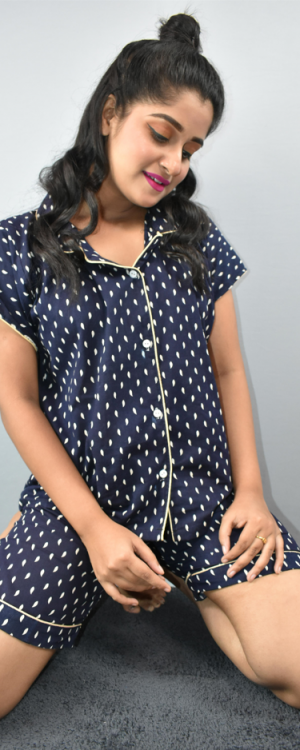 BDROX Blue Short Pajama Set_BFINMF00000000191