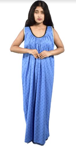 BDROX Cotton Blue Maxi Nighty