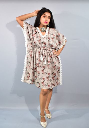 BDROX Grey Short Kaftan Nighty