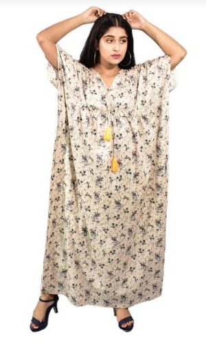 BDROX Grey Maroon Kaftan Nighty