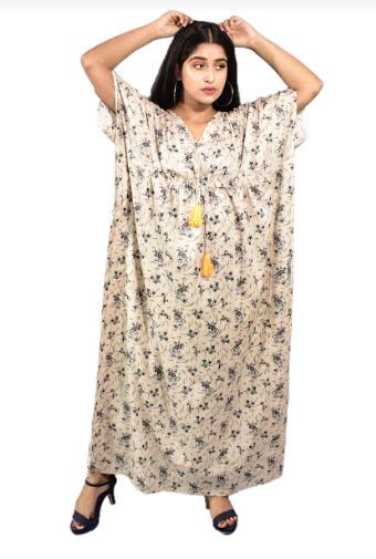 BDROX Grey Maroon Kaftan Nighty