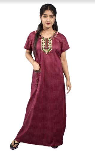 BDROX Cotton Marron Maxi Nighty