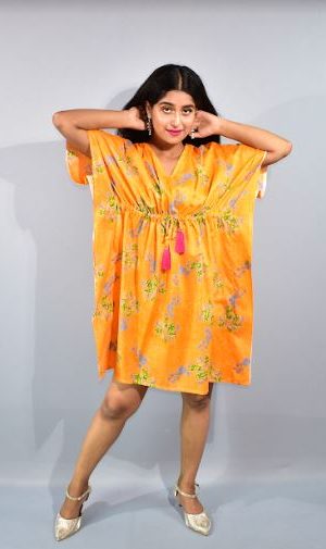 BDROX Orange Short Kaftan nighty