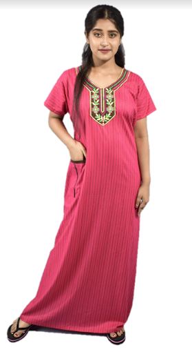 BDROX Cotton Pink Maxi Nighty