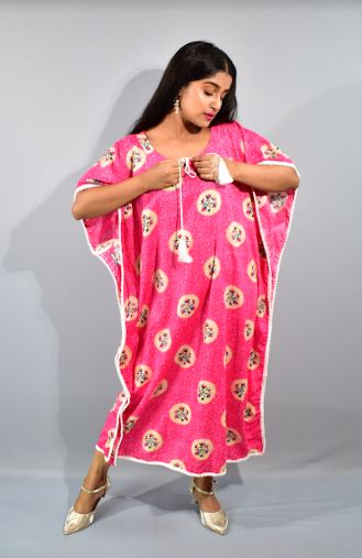 BDROX Pink Kaftan Nighty