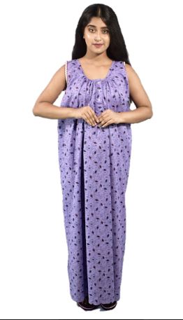 BDROX Cotton Purple Maxi Nighty