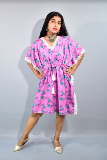 BDROX Purple Short Kaftan Nighty